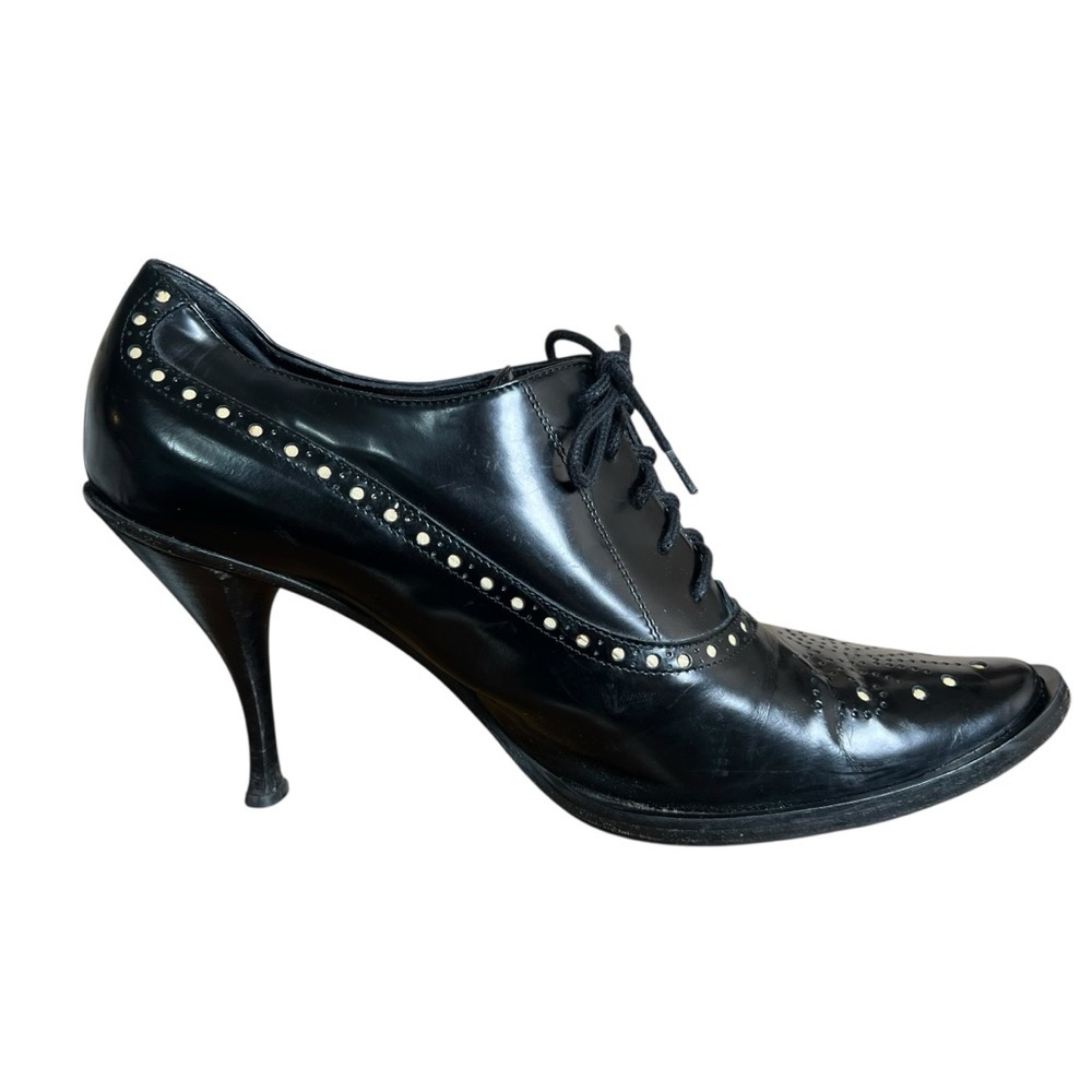 Bolero Dettagli Di Moda Bespoke Wingtip Brogue Oxford Granny Heels Sz 41 (10 US) - Picture 4 of 13